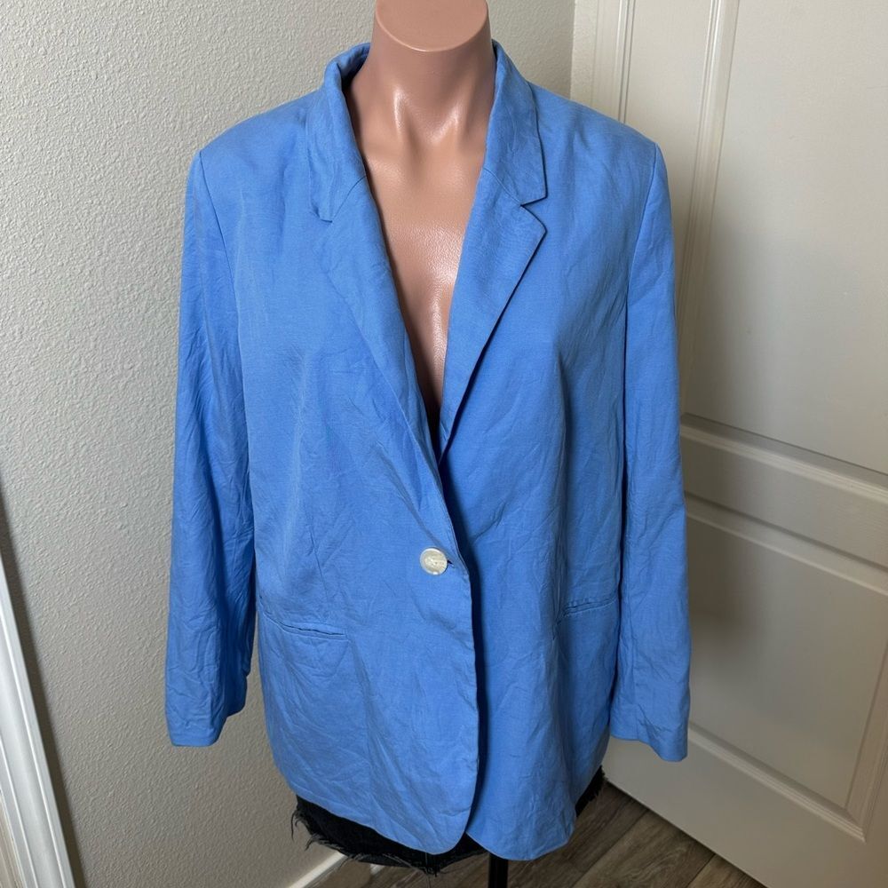H&M Blue Relaxed Oversized Fit Blazer Sz M